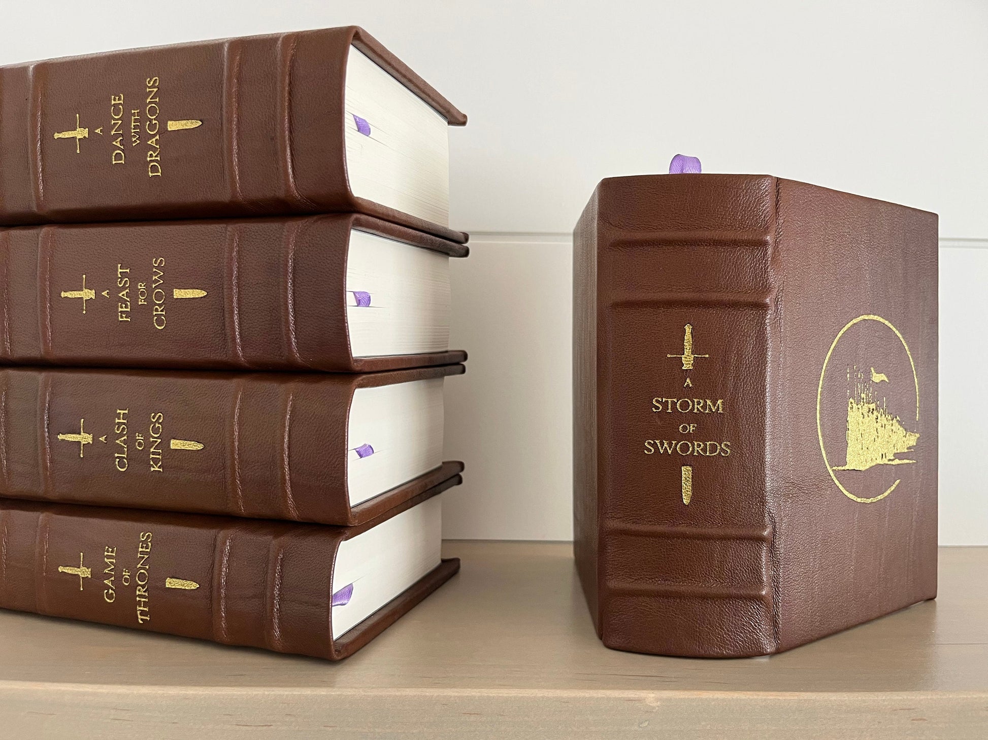 A Song of Ice and Fire (Game of Thrones) - 5 Volume Set - Premium Leather Bound Book