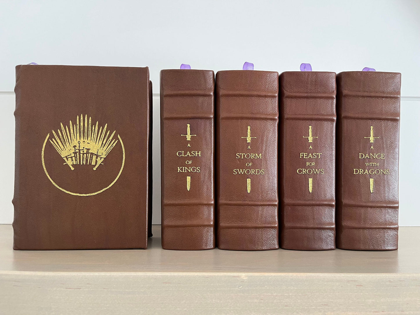 A Song of Ice and Fire (Game of Thrones) - 5 Volume Set - Premium Leather Bound Book