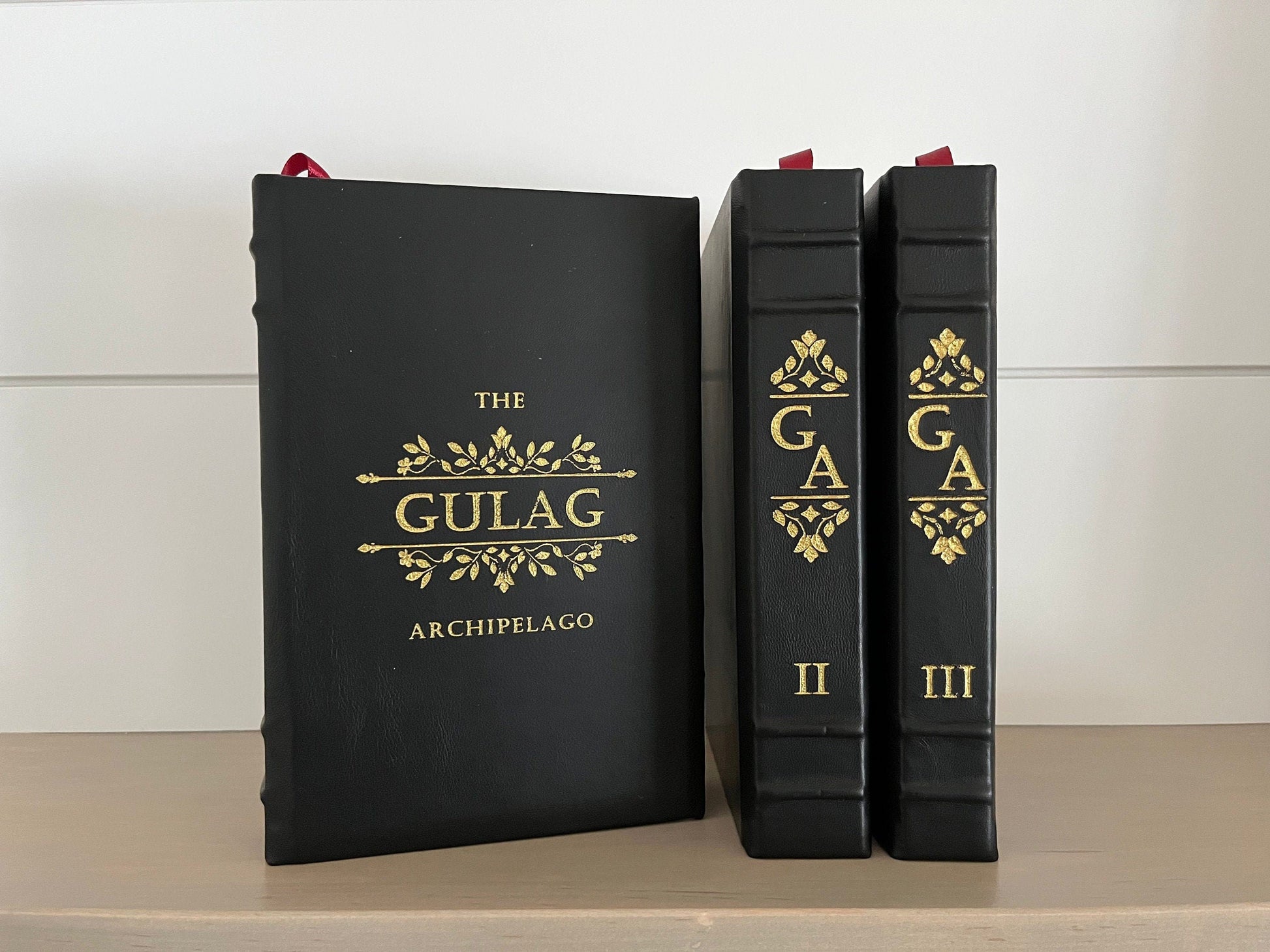 The GULAG ARCHIPELAGO - by Alexandr Solzenitsyn - Complete 3 Volume Set - Premium Leather Bound Book