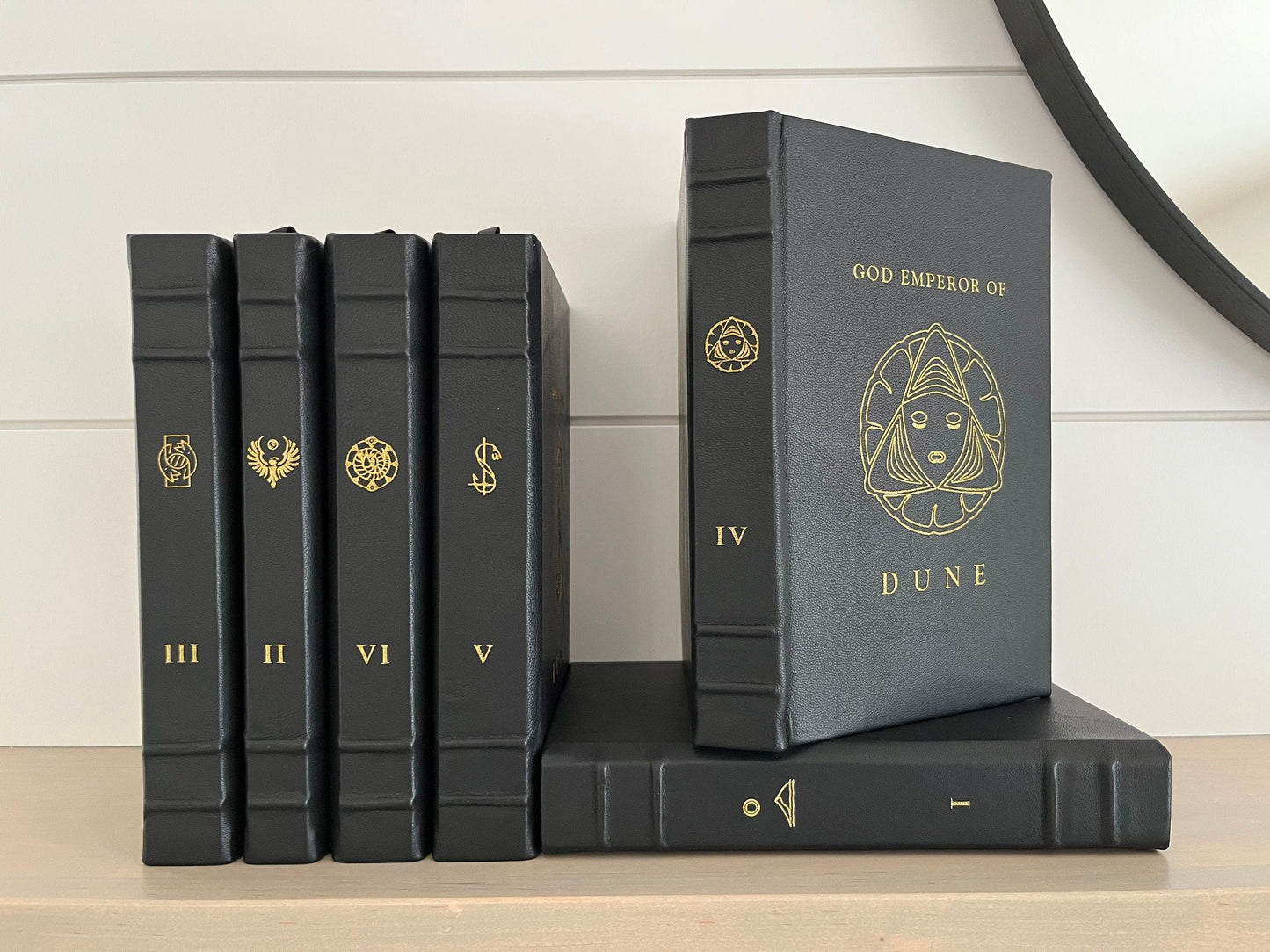 DUNE 6 Book All Black Edition - Handmade Leatherbound - Premium Leather Bound Book