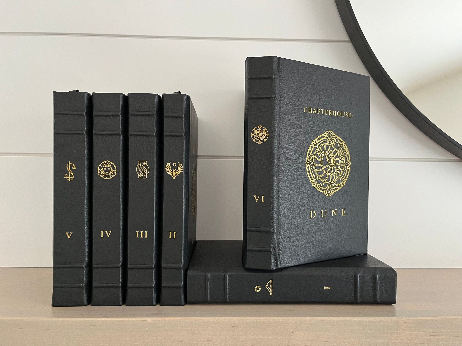 DUNE 6 Book All Black Edition - Handmade Leatherbound - Premium Leather Bound Book