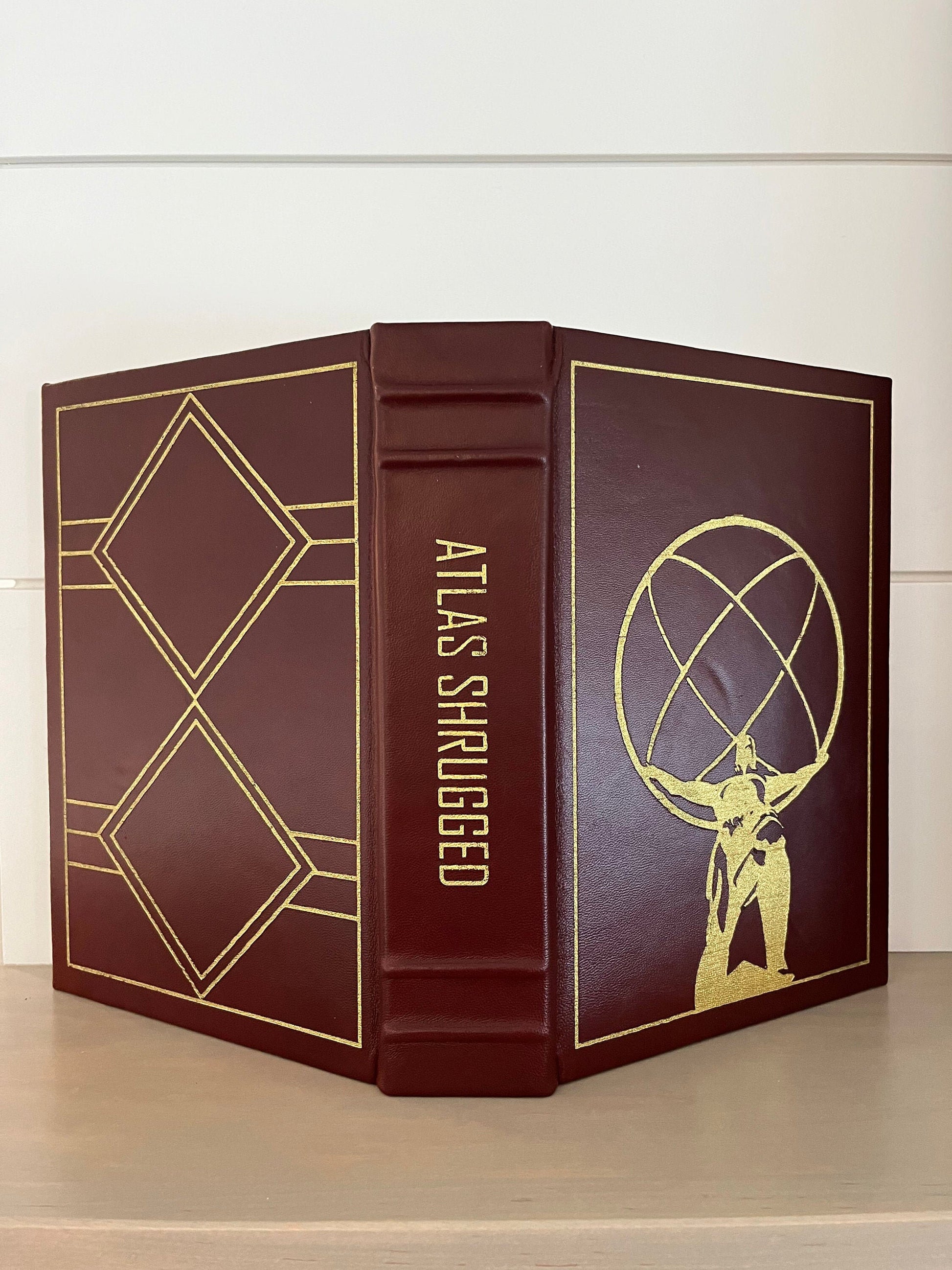 Atlas Shrugged - by Ayn Rand - Handmade Leatherbound - Premium Leather Bound Book