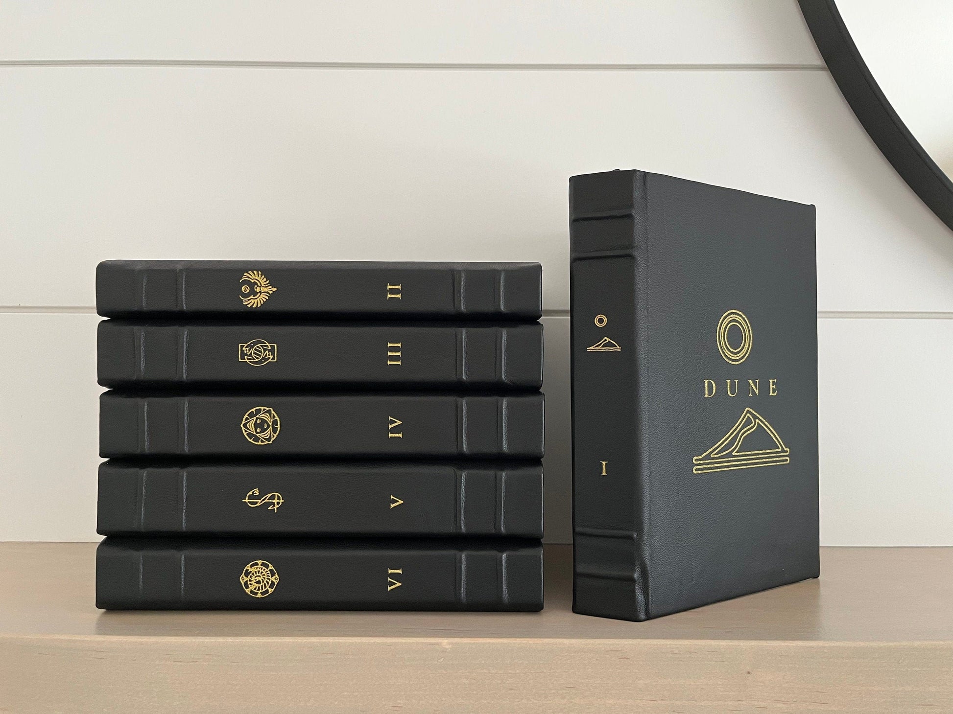 DUNE 6 Book All Black Edition - Handmade Leatherbound - Premium Leather Bound Book