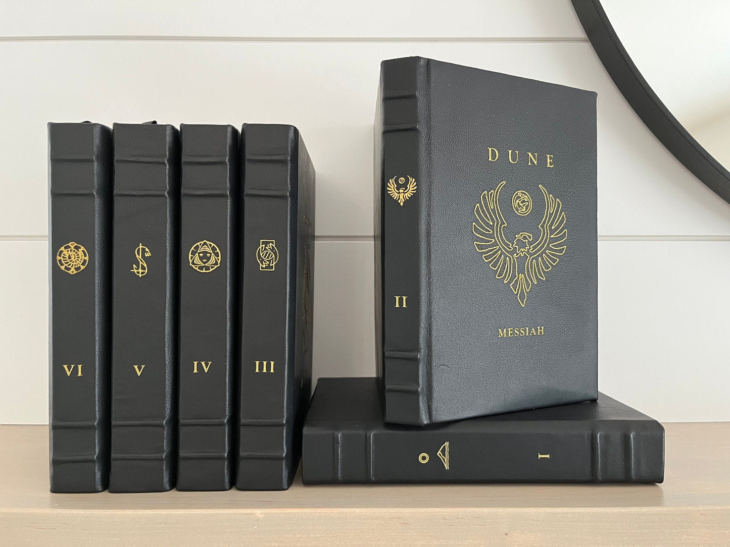 DUNE 6 Book All Black Edition - Handmade Leatherbound - Premium Leather Bound Book