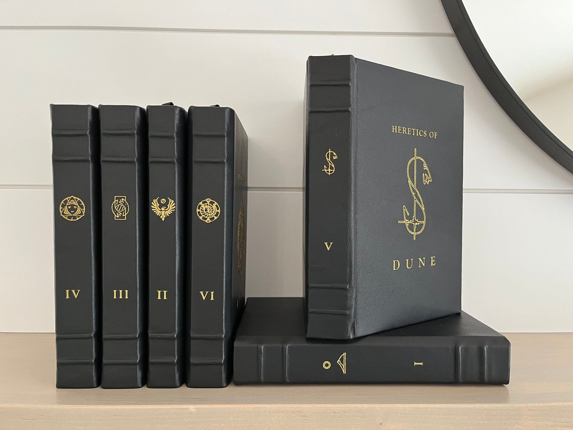 DUNE 6 Book All Black Edition - Handmade Leatherbound - Premium Leather Bound Book